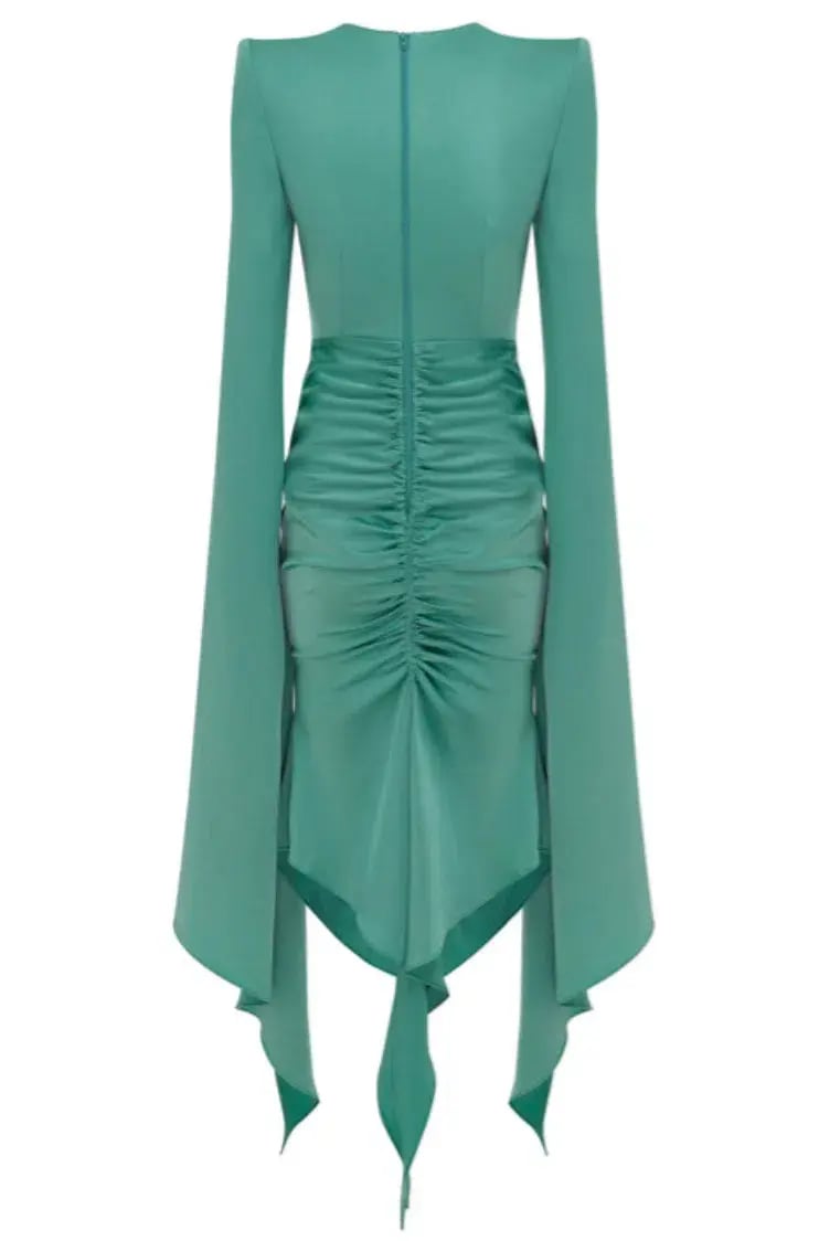 Alex Perry Powell Ruched Dress Teal Size 14 photo 3