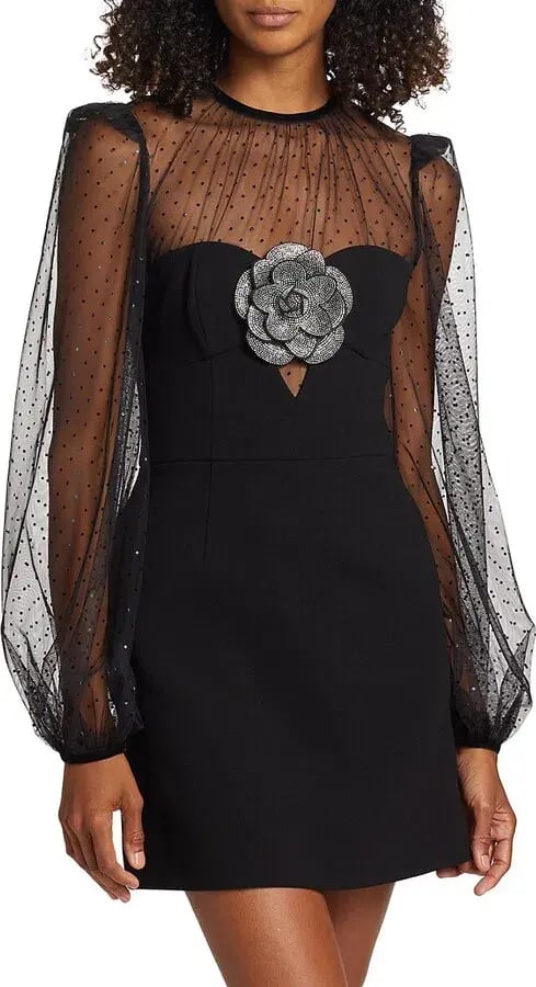 Rebecca Vallance Yvonne Flower Mini Dress Black Size 6 photo 2