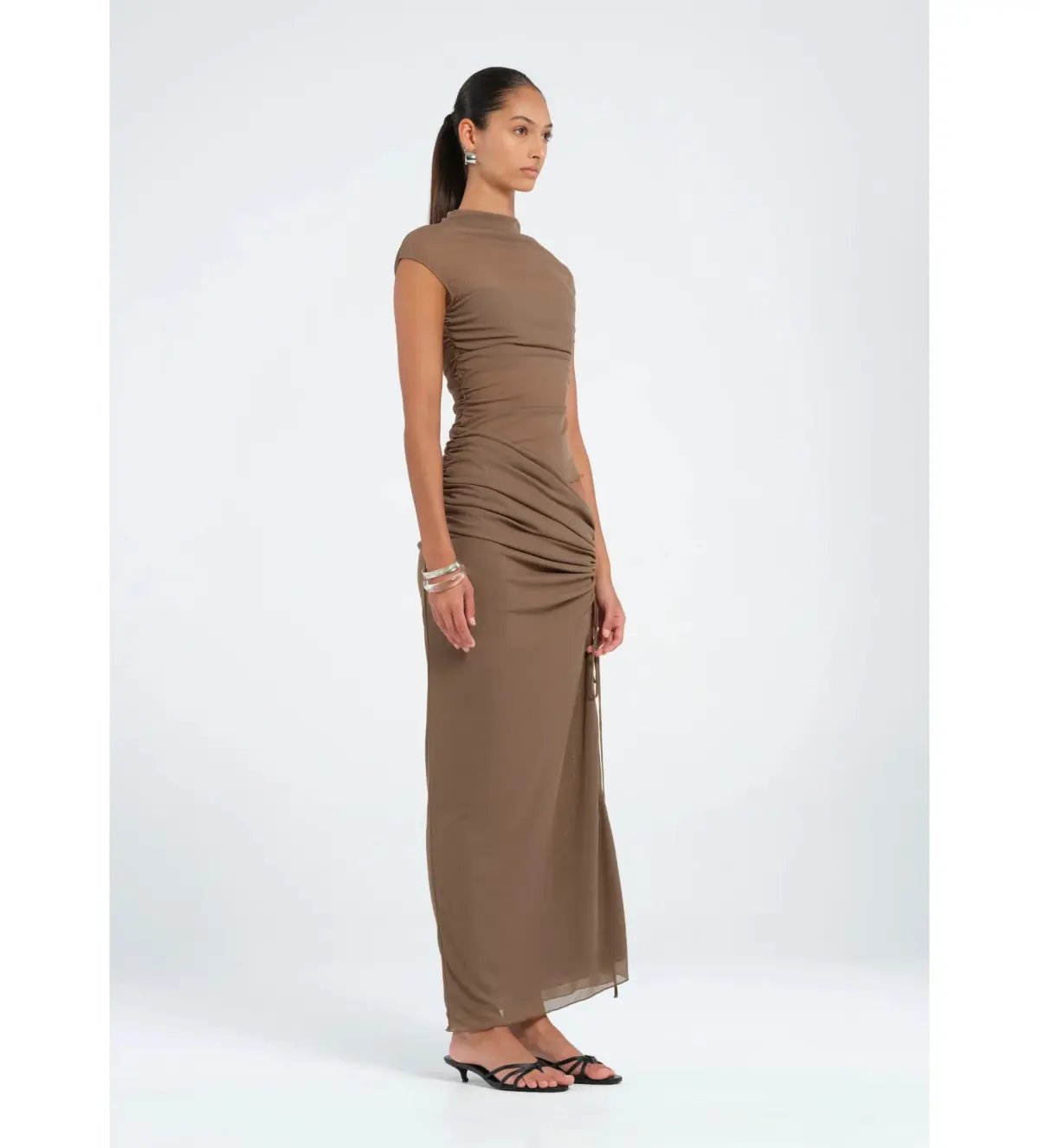 Benni Milo Mesh Maxi Dress in Mushroom Size XS / AU 6 photo 2
