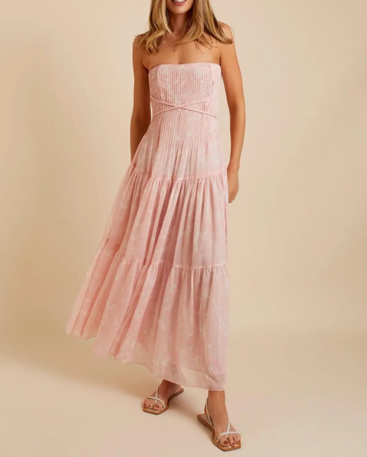 Lover Marigold Pleated Maxi Dress Pink Size 8 photo 2