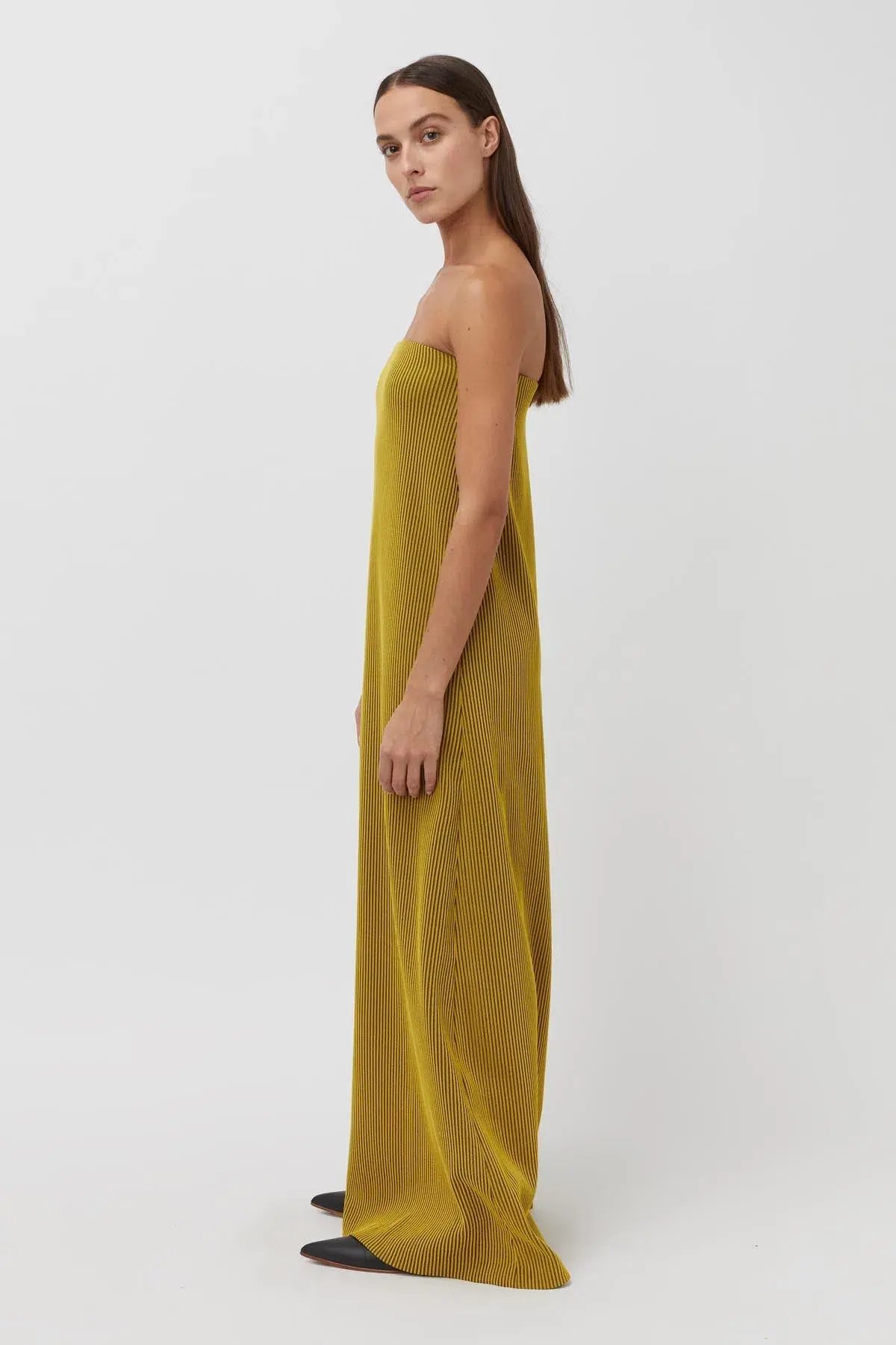 Camilla and Marc Izaro Maxi Dress Yellow Brown Size 10 photo 3