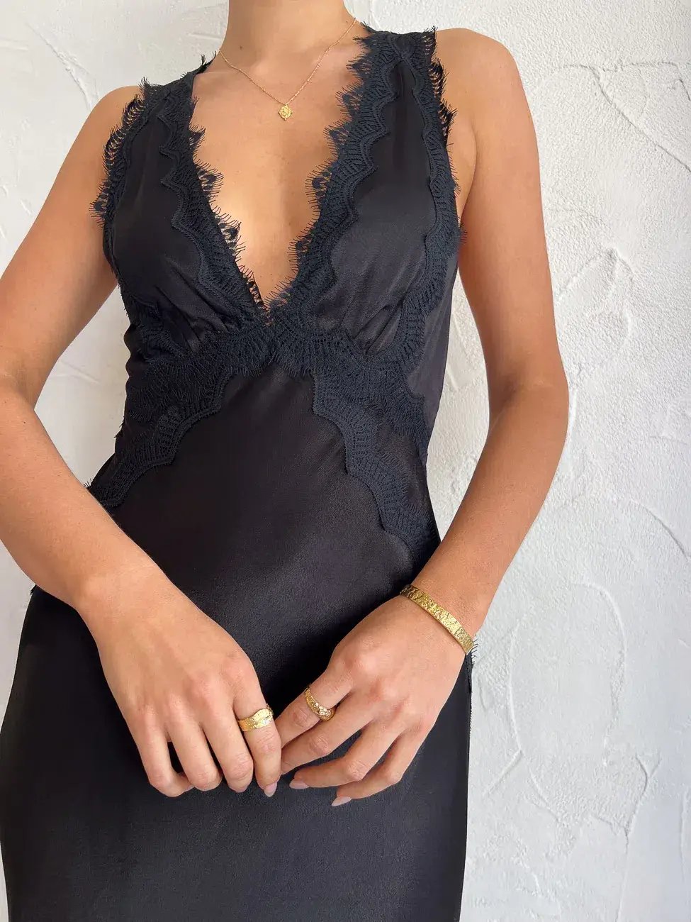 Shona Joy Camille Lace Cross Back Midi Dress Black Size 6 photo 5