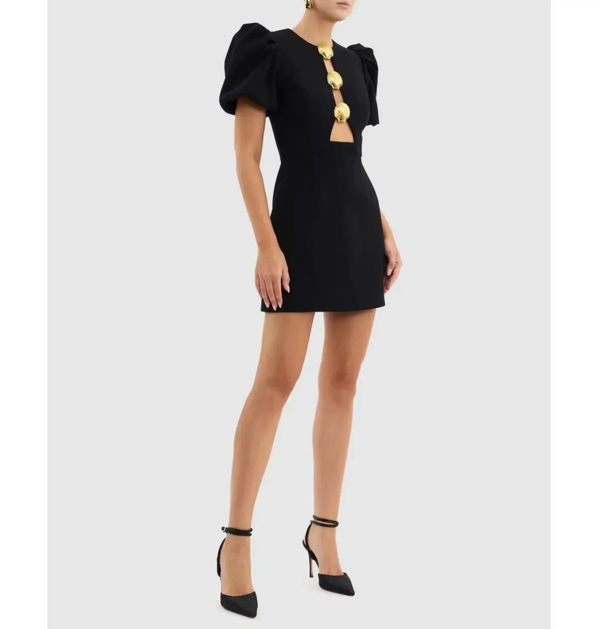 Rebecca Vallance Sirene Puff Sleeve Mini Dress Black Size AU 6 photo 2
