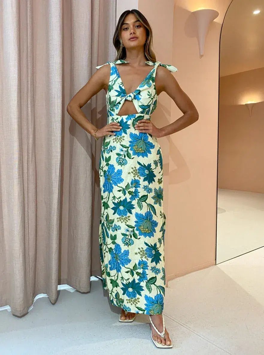 Sir The Label Alexandre Tie Midi Dress In Marguerite Print Size 0 / AU 6 photo 4