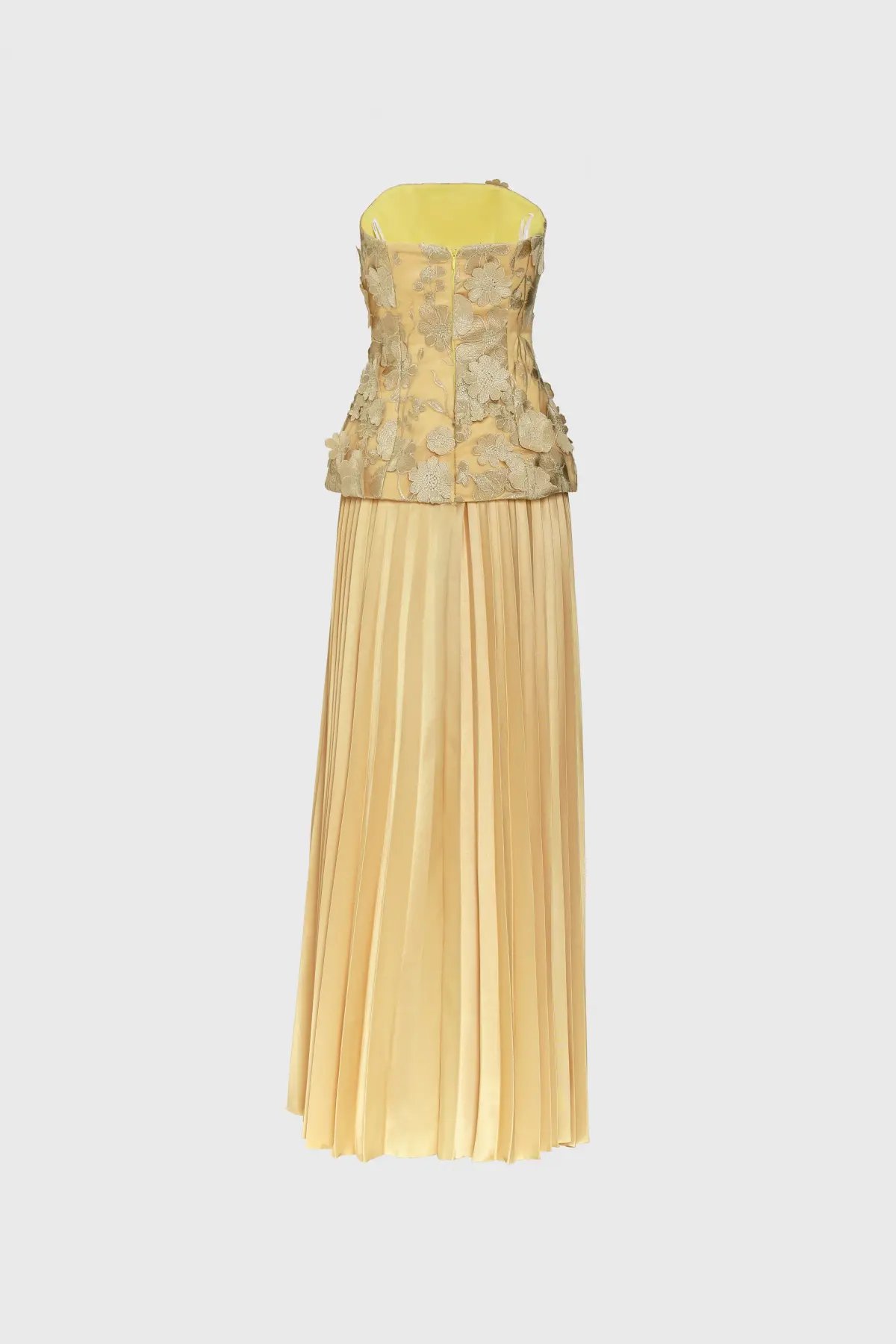Justin Tong Cascade Pleated Maxi Gown Gold Size AU 14 photo 8