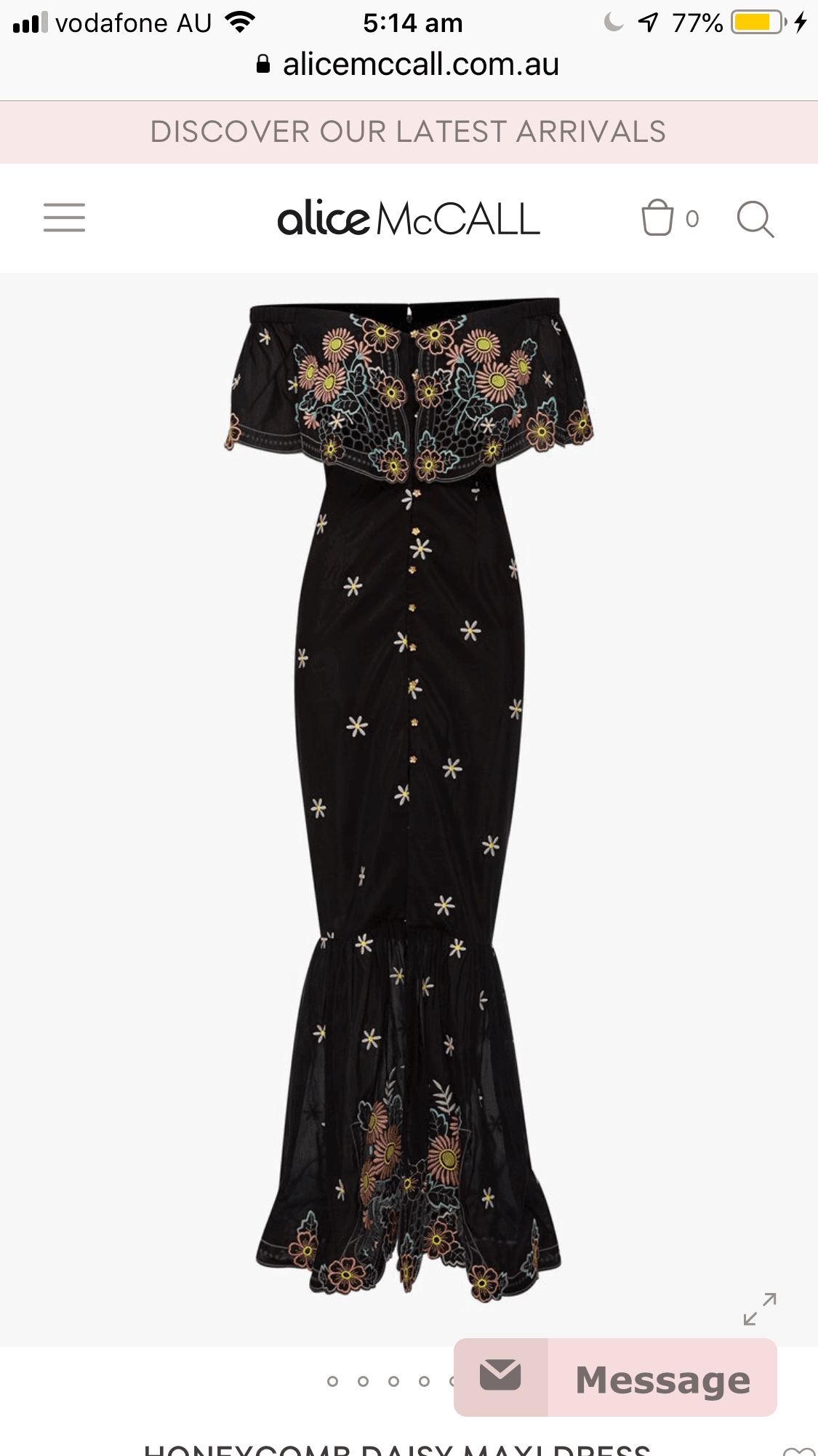 Alice McCALL Honeycomb Daisy Black Embroidered Maxi Dress Size 10 photo 3