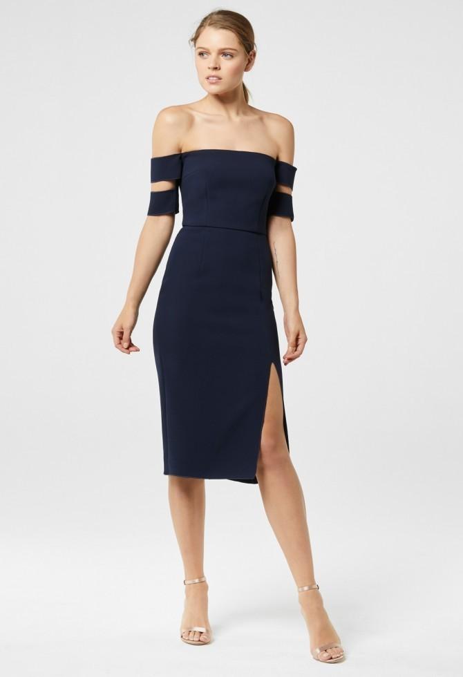 Yeojin Bae - Double Crepe Split Dasha Dress Navy Size 6 photo 2