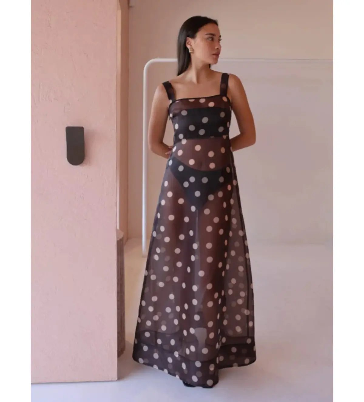 By Nicola Goldie Maxi Dress Chocolate Polka Size AU 6 photo 2