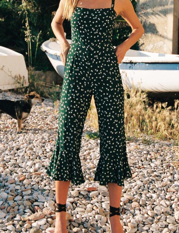 Faithfull the Brand Lea Jumpsuit Green Bettina Floral Print Size XS photo 3