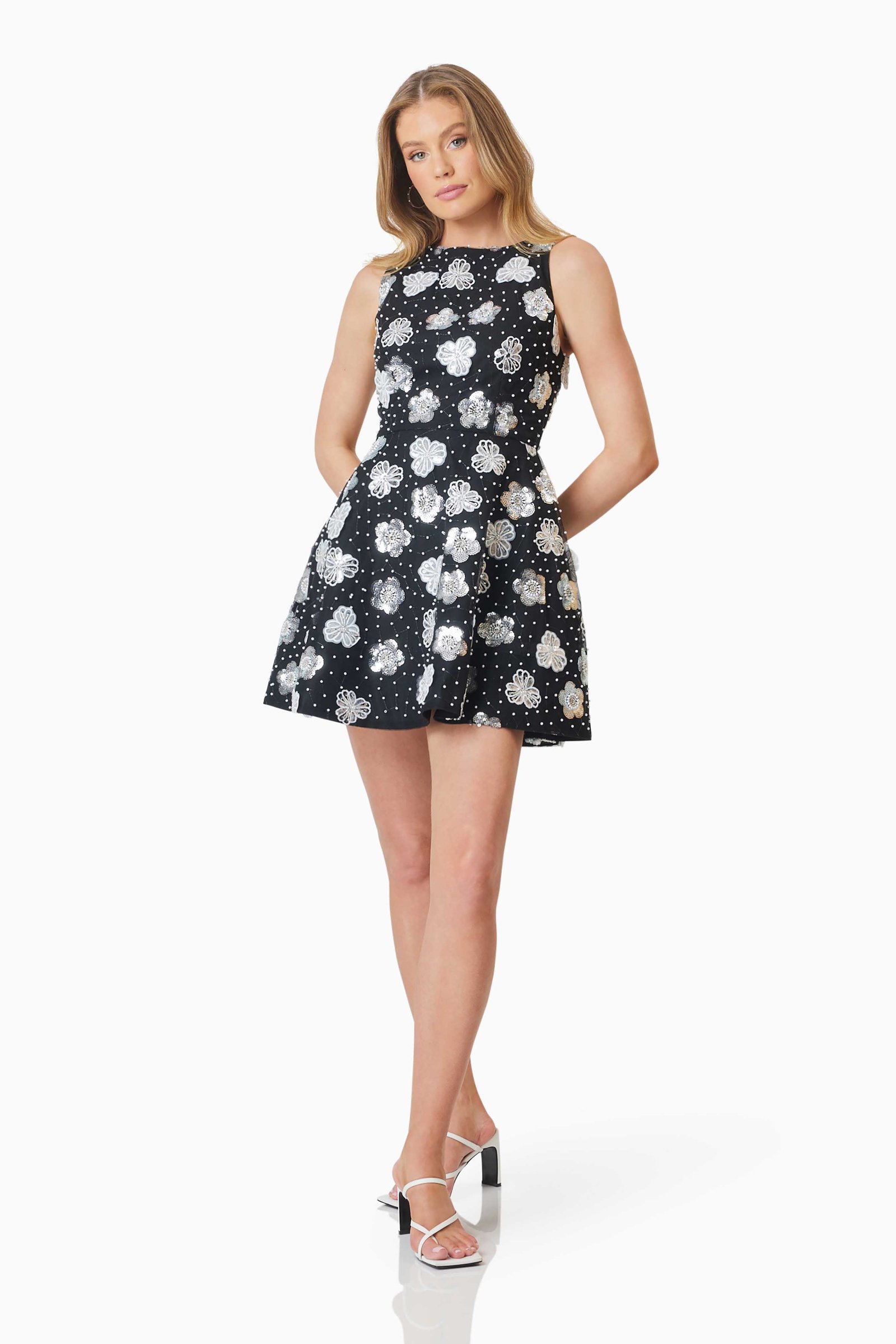 ELLIATT JESSAMINE FIT & FLARE DRESS - BLACK/WHITE photo 4