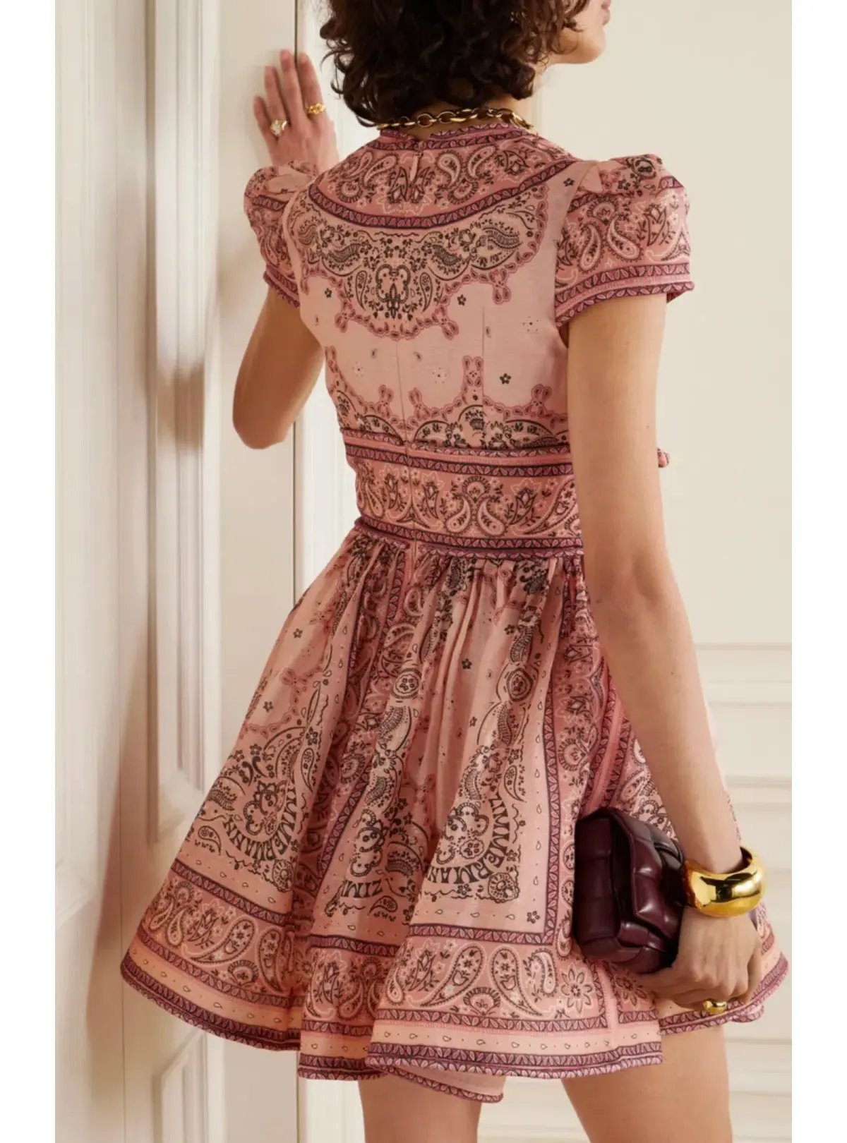 Zimmermann Matchmaker Structured Mini Dress in Pink Bandana Size 1 / AU 10 photo 2