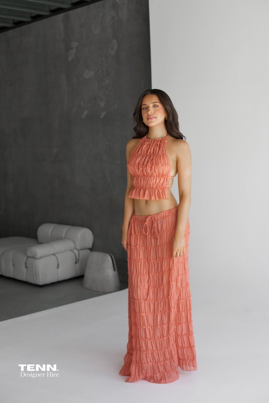 Arcina Ori Juliette Halter top & Maxi Skirt - Peach photo 2
