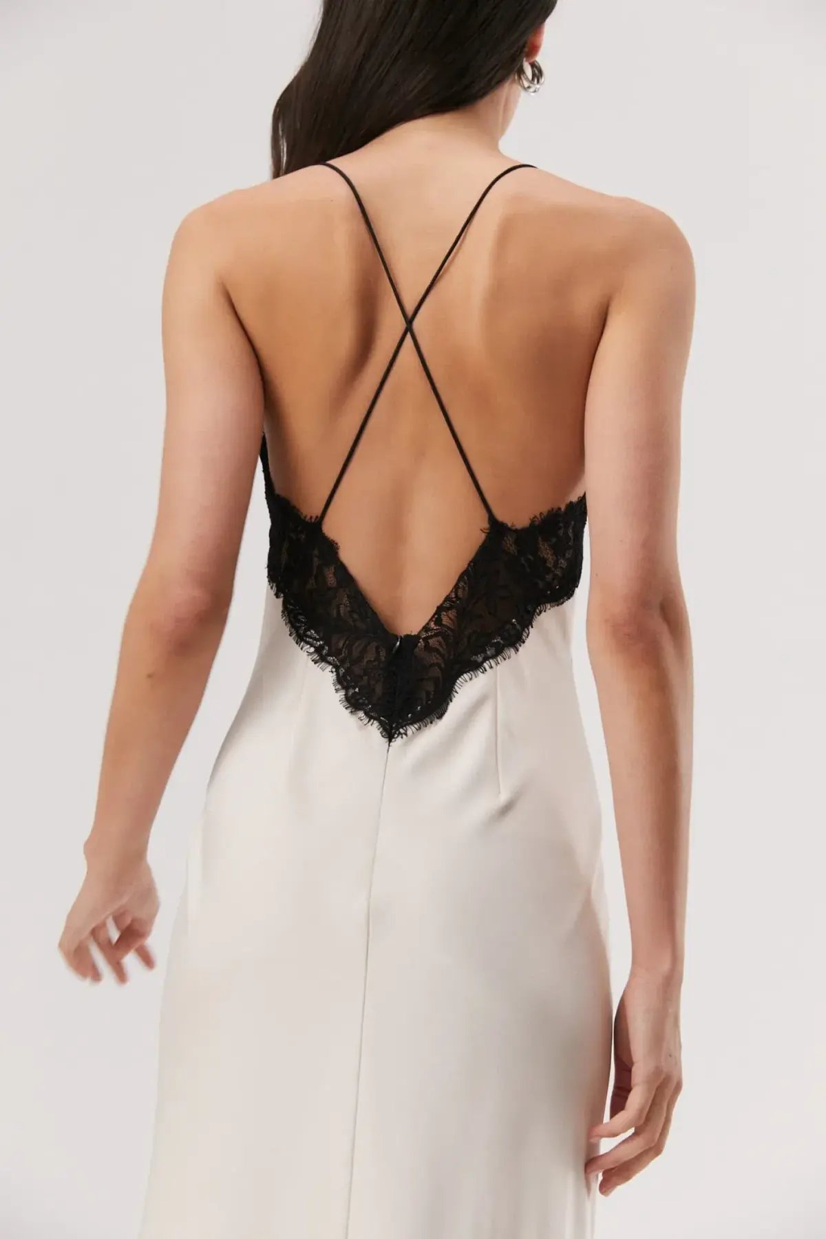 MISHA Eanna Lace Trim Slip Satin Maxi Dress Cream Size 10/M photo 3