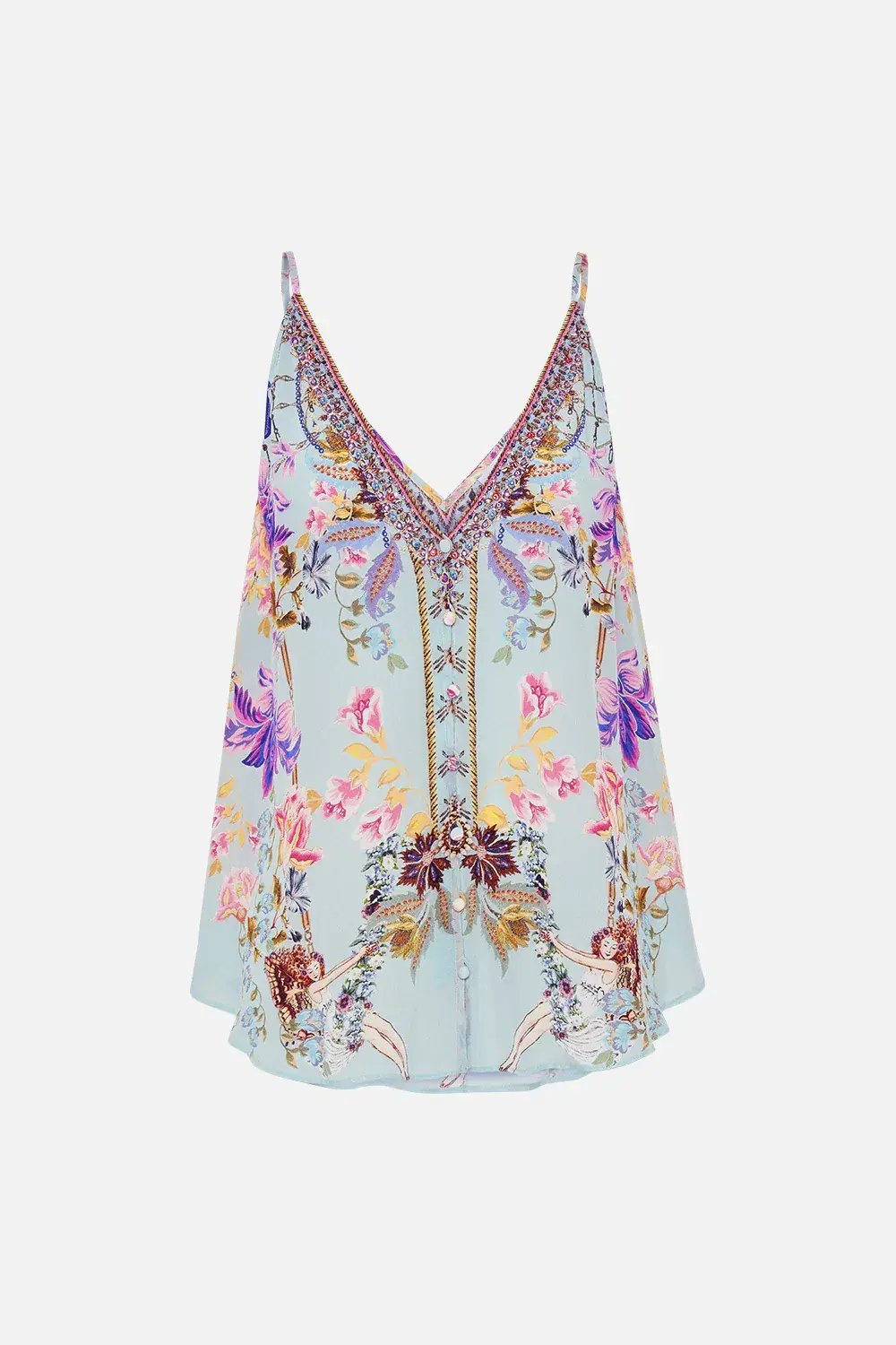 Camilla Button Front V Neck Cami Love Web Print Size AU 8 photo 3