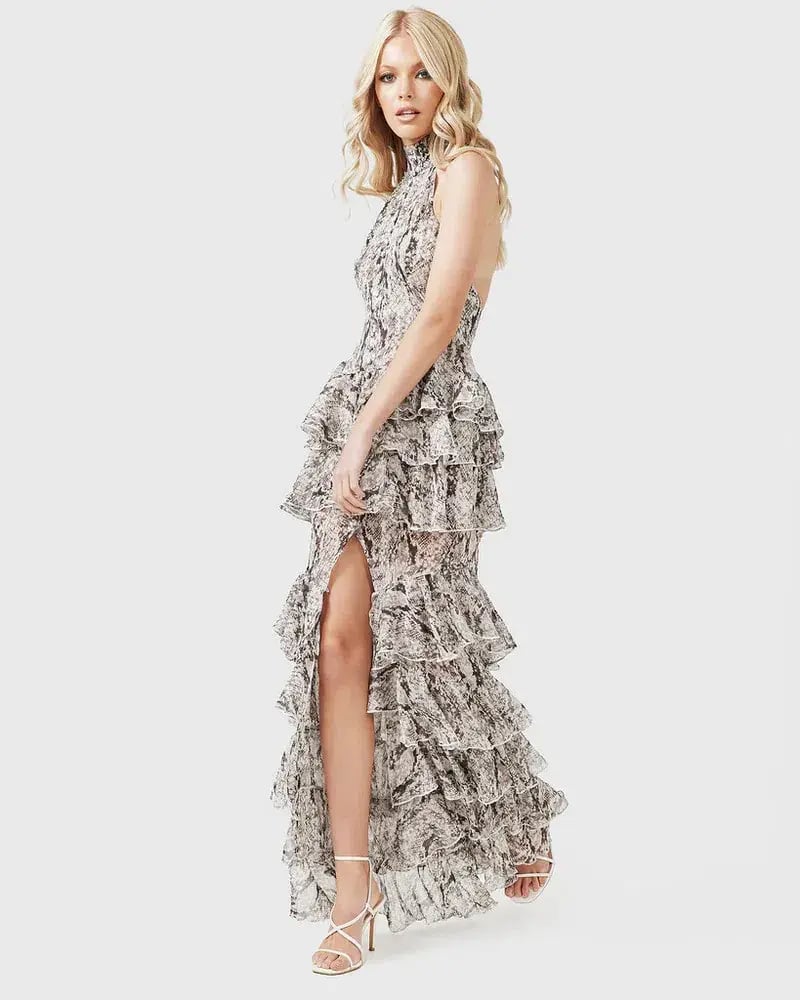 Derma Department Oscar Pale Snakeskin Maxi Dress Print Size 8 photo 3