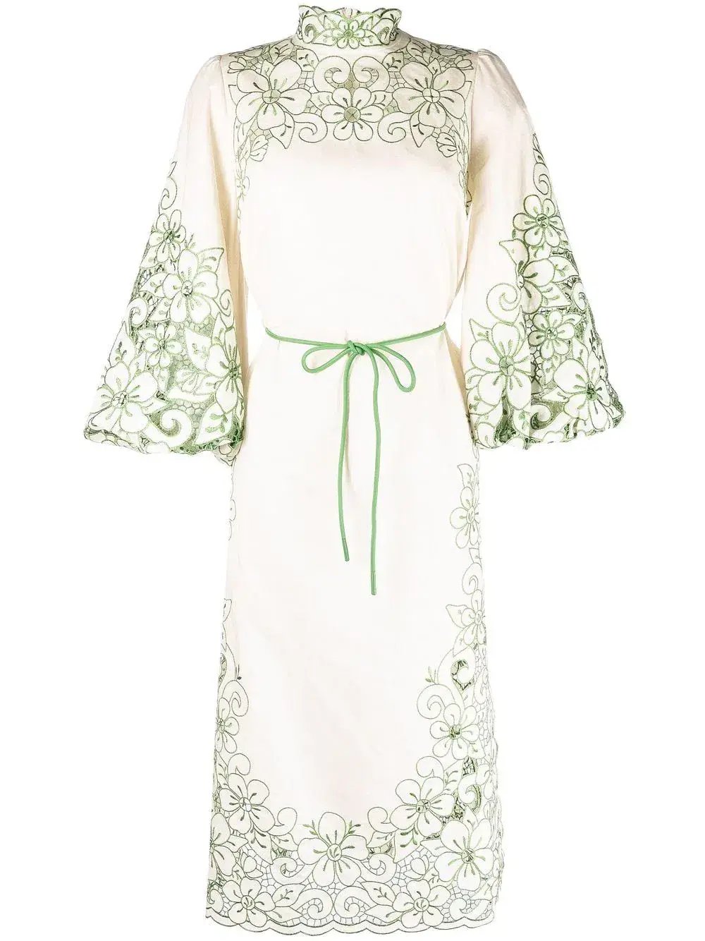 Zimmermann Teddy Floral Midi Dress Cream/Green Size 2 photo 4