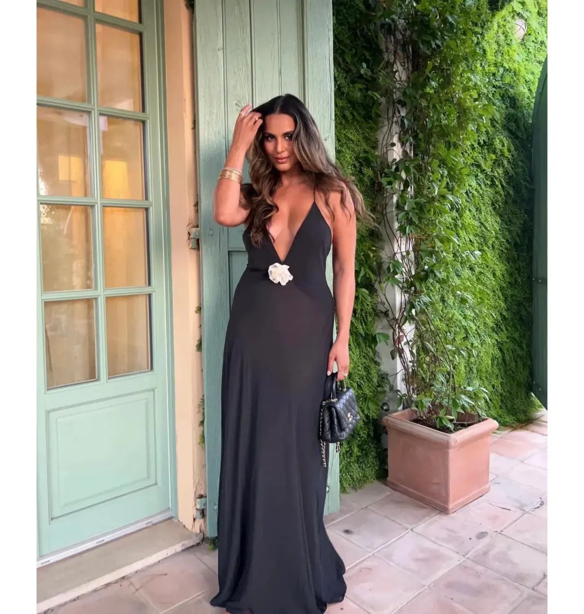 Helsa Sheer Deep V Maxi Dress Black Size S / AU 8 photo 6