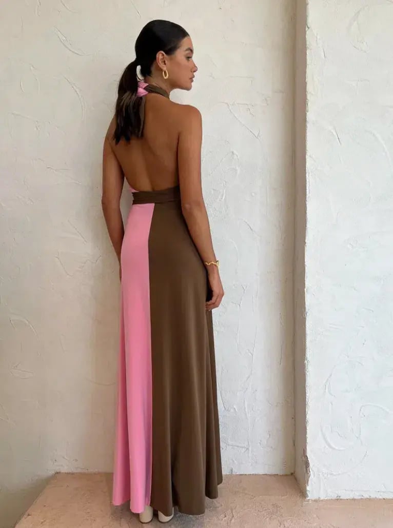 Hansen and Gretel Tempest Halter Wrap Dress in Carob/Pink Size S / AU 8 photo 3