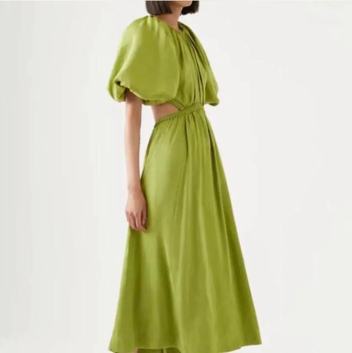 AJE Capucine Puff Sleeve Midi Dress in Verdant Green Size 8 photo 2