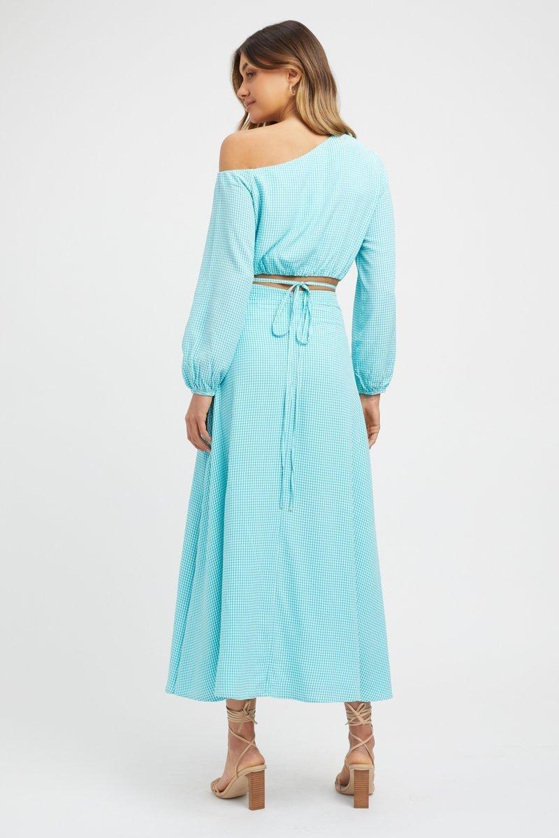 Kookai Brady Long Sleeve Top & Midi Skirt Set Blue Size 8 photo 2