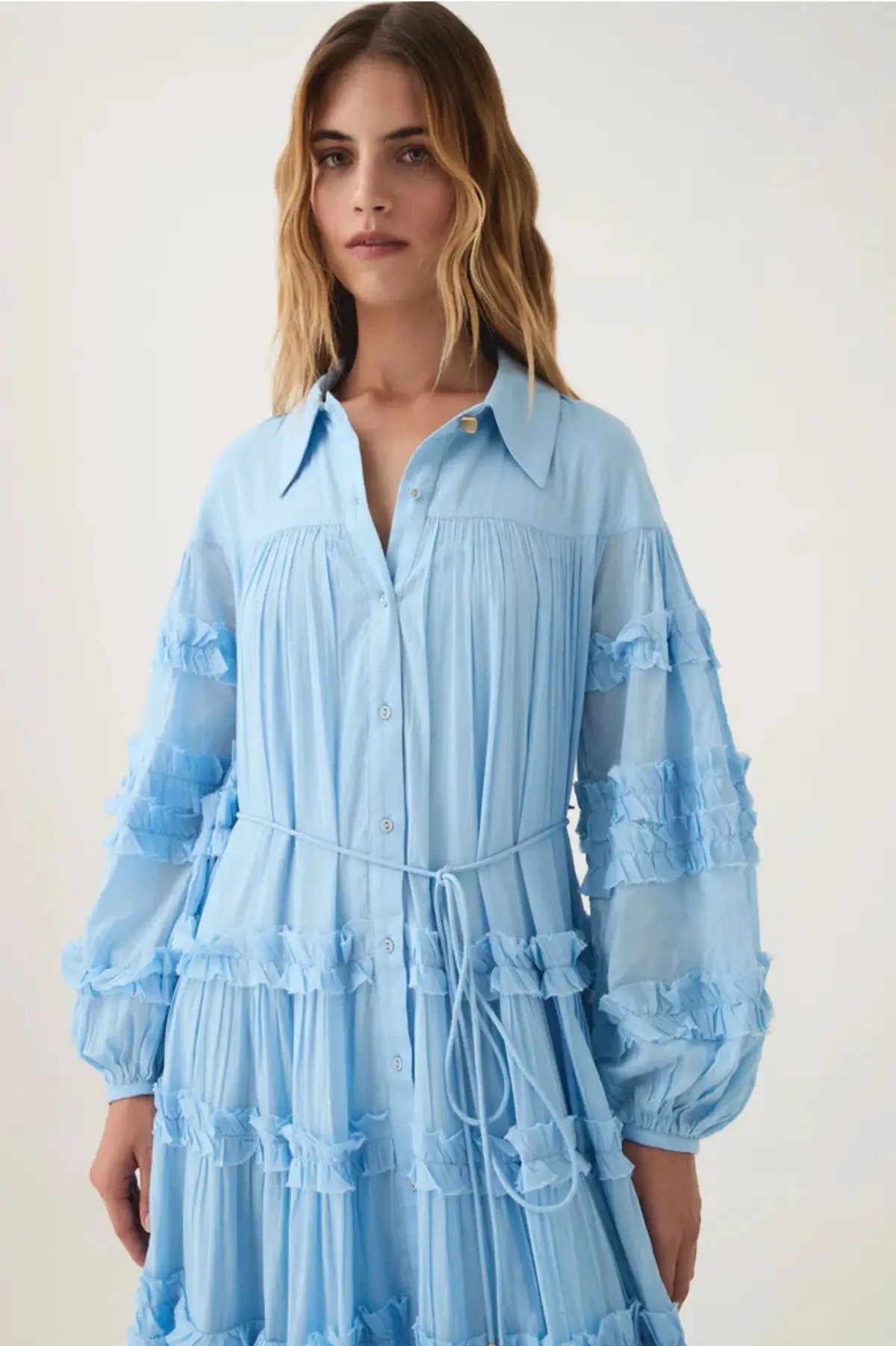 Aje Pastiche Tiered Maxi Dress Powder Blue Size AU 14 photo 2