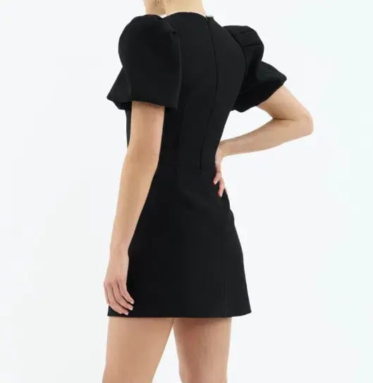 Rebecca Vallance Estella Puff Sleeve Mini Dress Black Size AU 4 photo 3
