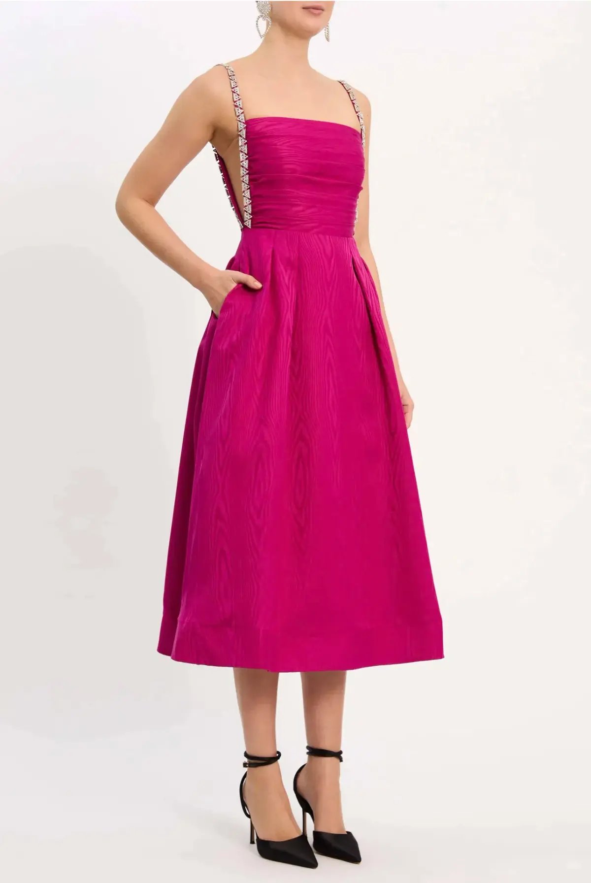 Rebecca Vallance Cynthia Midi Dress Fuchsia Pink Size 14 photo 2