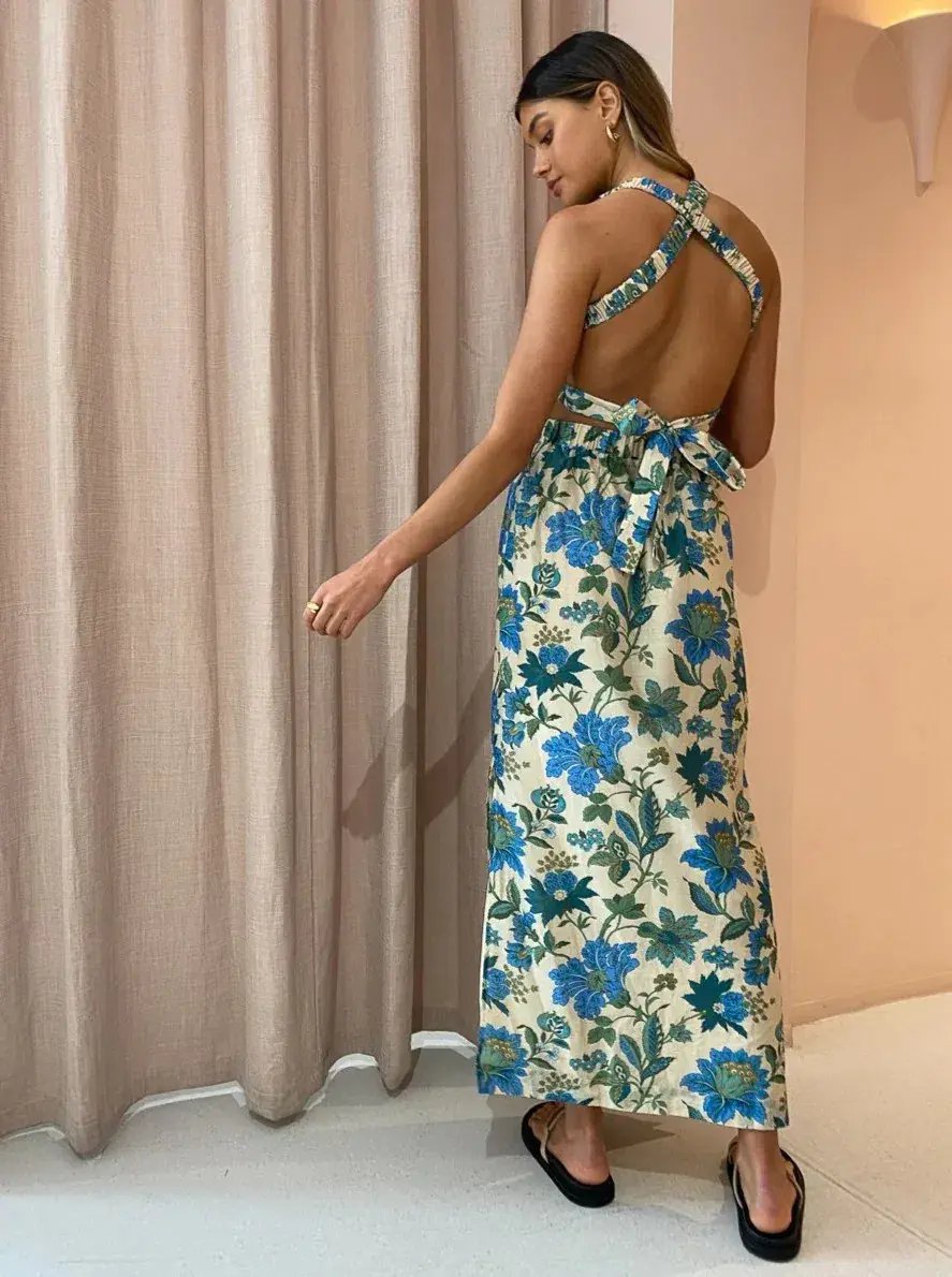 Sir the label Celia cross back gown Blue Size AU 10 photo 2