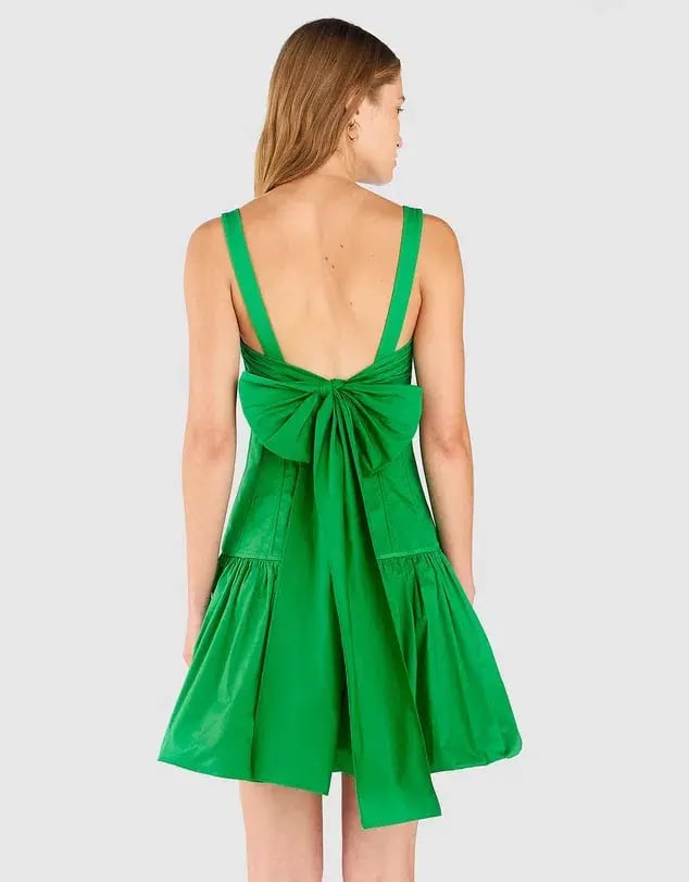 Oroton Short Tie Back Dress Green Size 10 photo 4