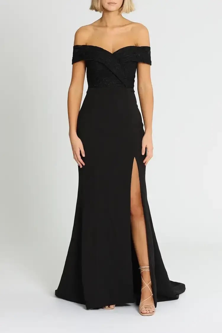 Samantha Rose Gia Lace Bodice Gown in Black Size 12 photo 2