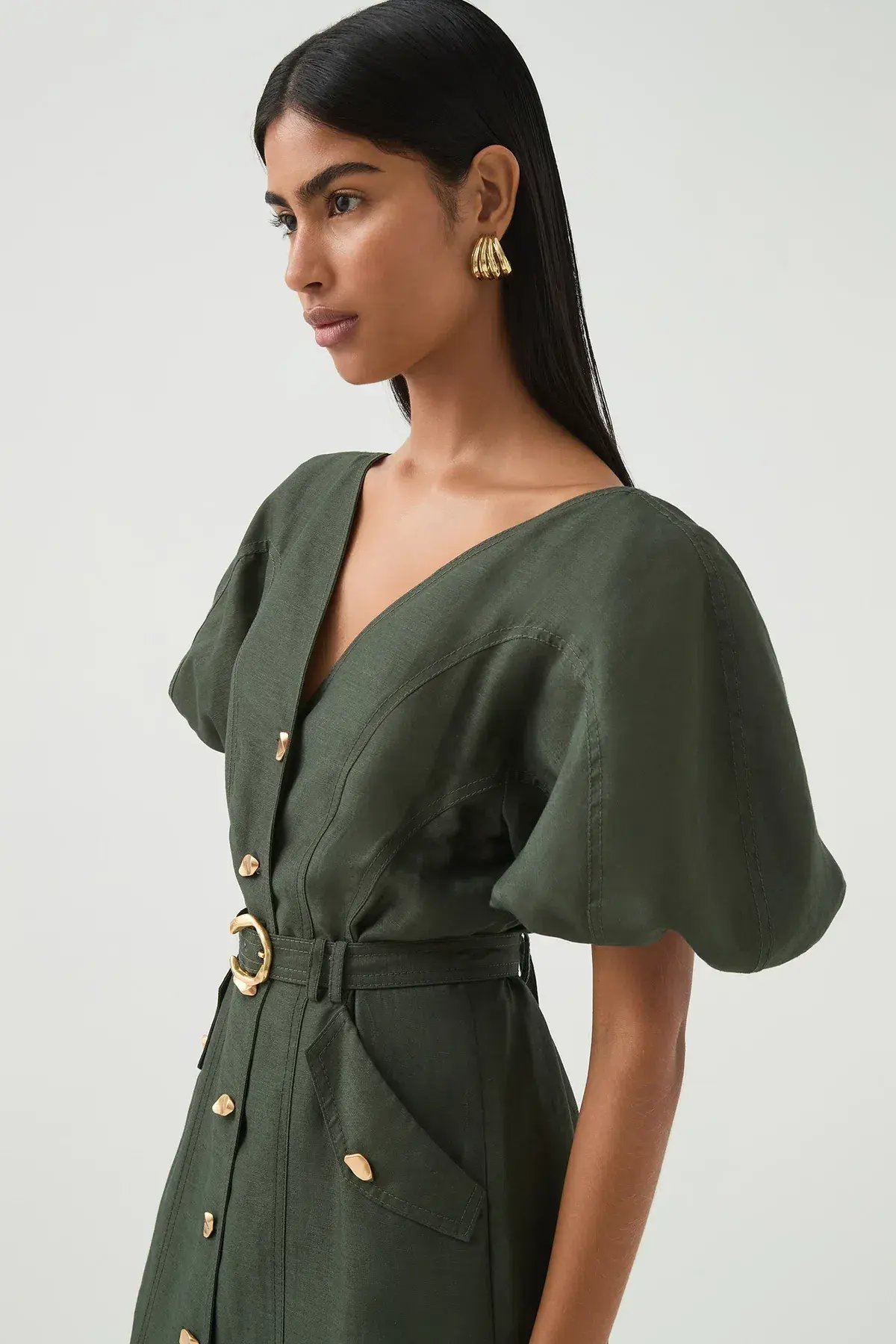 Aje Paloma Utility Midi Dress Midnight Green Size AU 10 photo 4