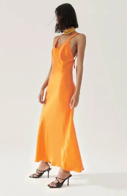 Silk Laundry Deco Ruched Maxi Dress Fire Lily Size 6/XS photo 3