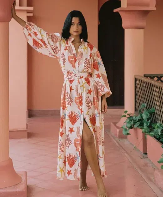 Palm Noosa Noddy Maxi Dress in Coral Print Size 10 photo 2