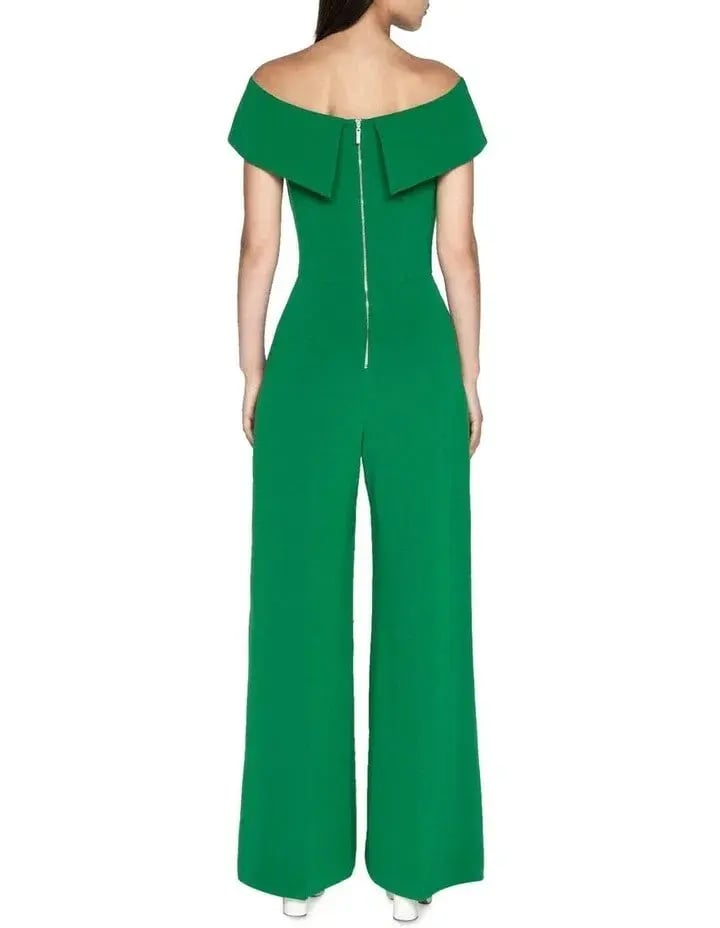 Cue Crepe Off Shoulder Jumpsuit Green Size 10 photo 2