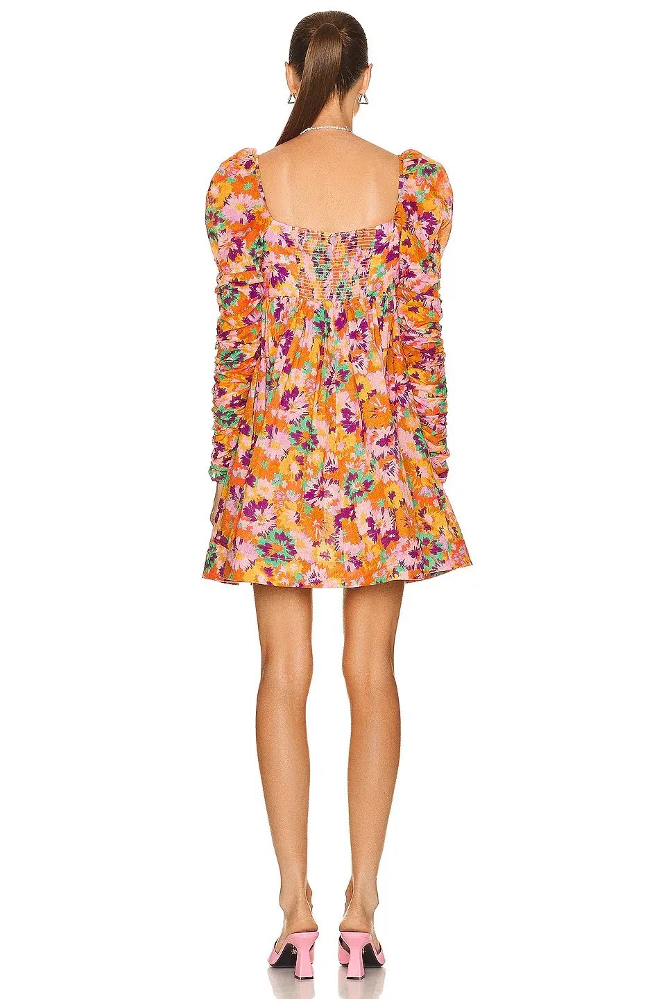 Zimmermann Violet Twist Front Mini Dress Mustard Multi Floral Size 0P / Au 6 photo 2