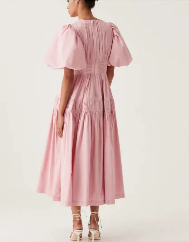 Aje Fallingwater Ruched Midi Dress Pastel Pink Size AU 8 photo 3