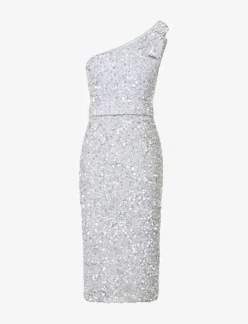 Rachel Gilbert Kara Sequin Embellished Belted Midi Dress In Blue Size 14 photo 3