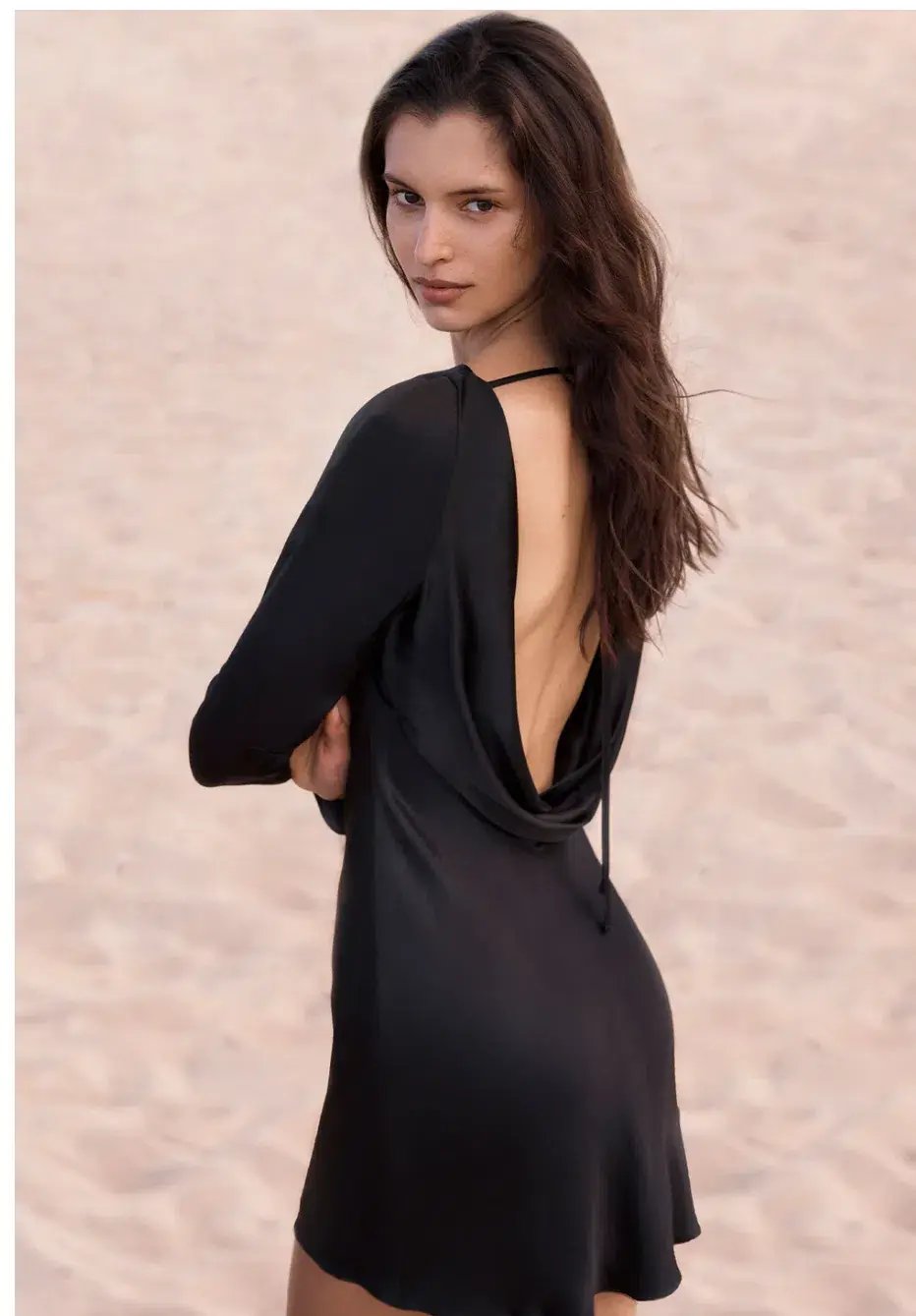 Shona Joy La Lune Long Sleeve Backless Mini Dress Black Size 14 photo 3