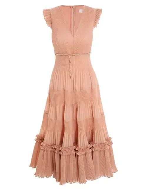 Zimmermann Pleated Midi Dress Lipstick Size 2 photo 3