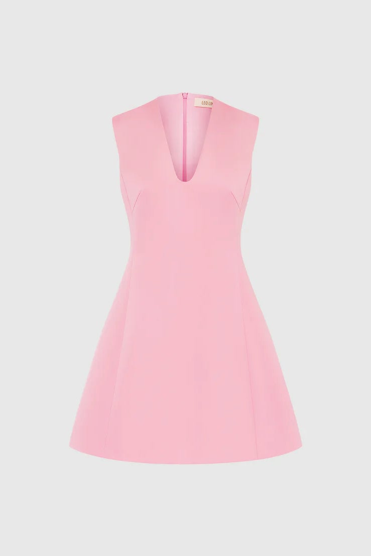LEO LIN BRIANA V NECK MINI DRESS - FLAMINGO photo 4