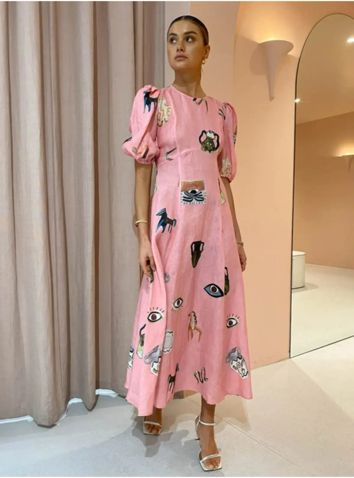 Alemais Cleo Midi Dress in Pink Size AU 12 photo 2
