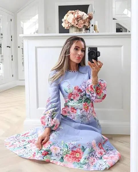 Zimmermann Bellitude Floral Maxi Dress in Cornflower Size 1 AU 10 photo 4