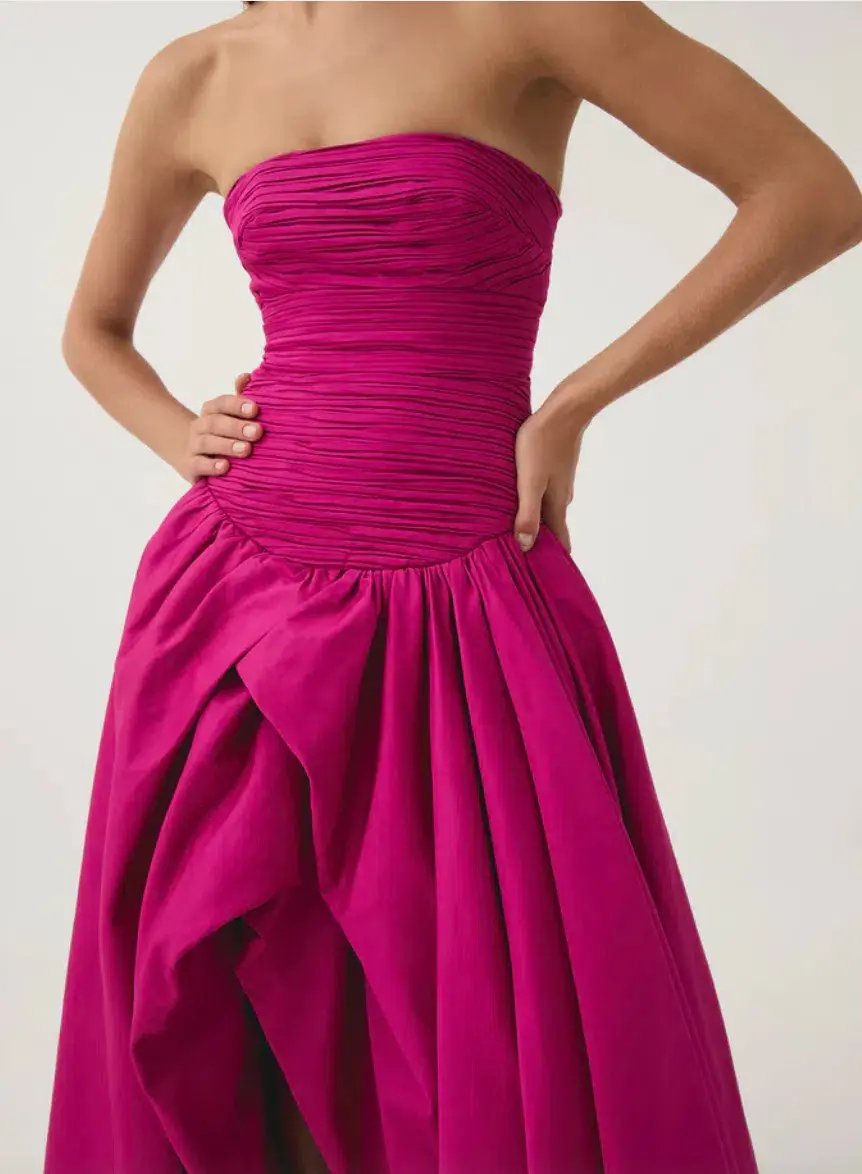 Aje Violette Bubble Hem Maxi Dress Deep Magenta Size 10 photo 2