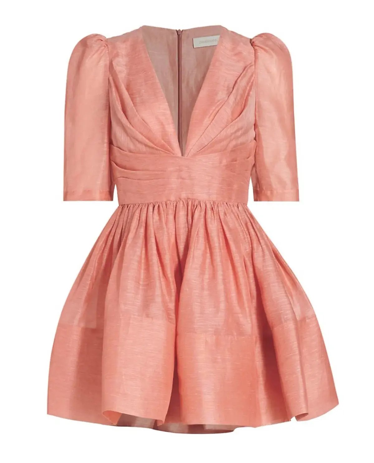 Zimmermann Wonderland Sleeved Mini Dress in Guava Size 1/Au 10 photo 3