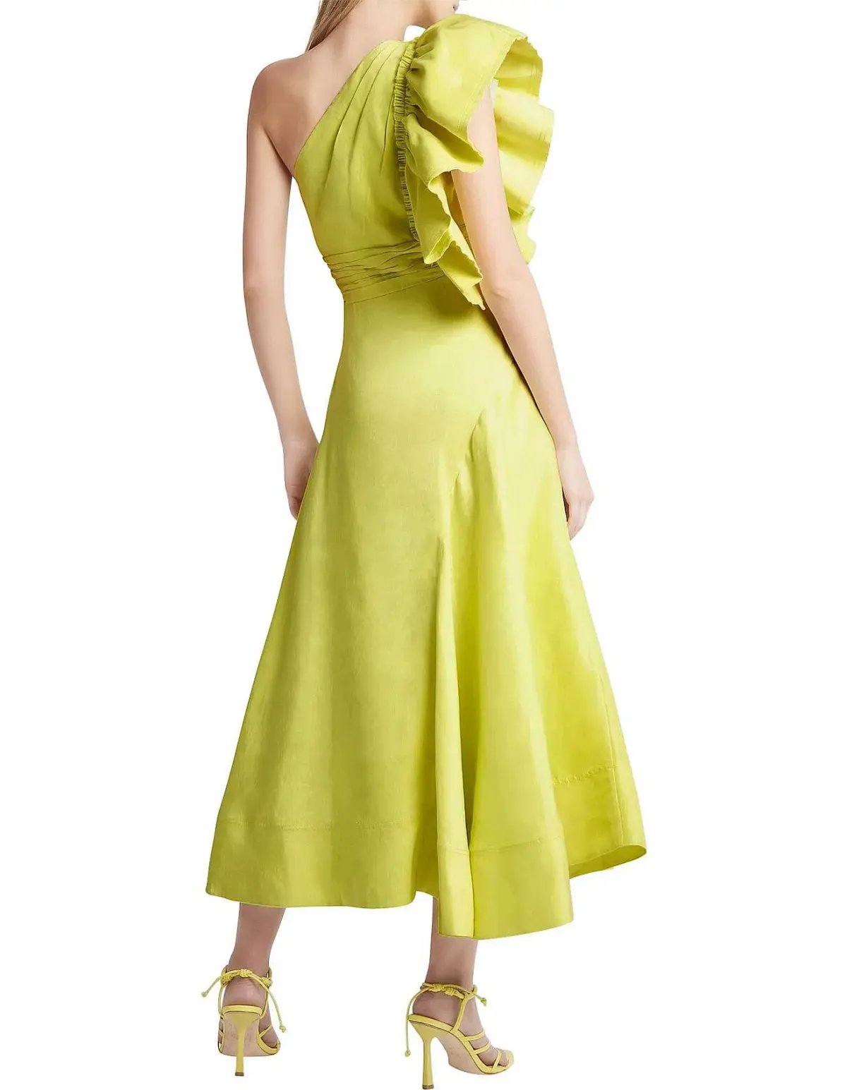 Aje Bonjour Asymmetric Midi Dress Lime Green Size 10 photo 3