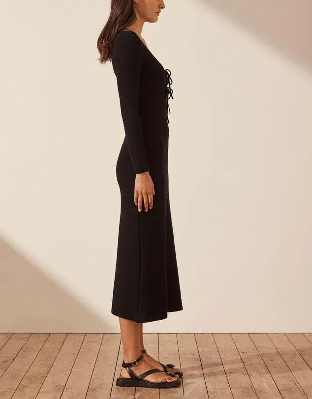 Shona Joy Eve Long Sleeve Keyhole Midi Dress Black Size XS (AU 6) photo 4