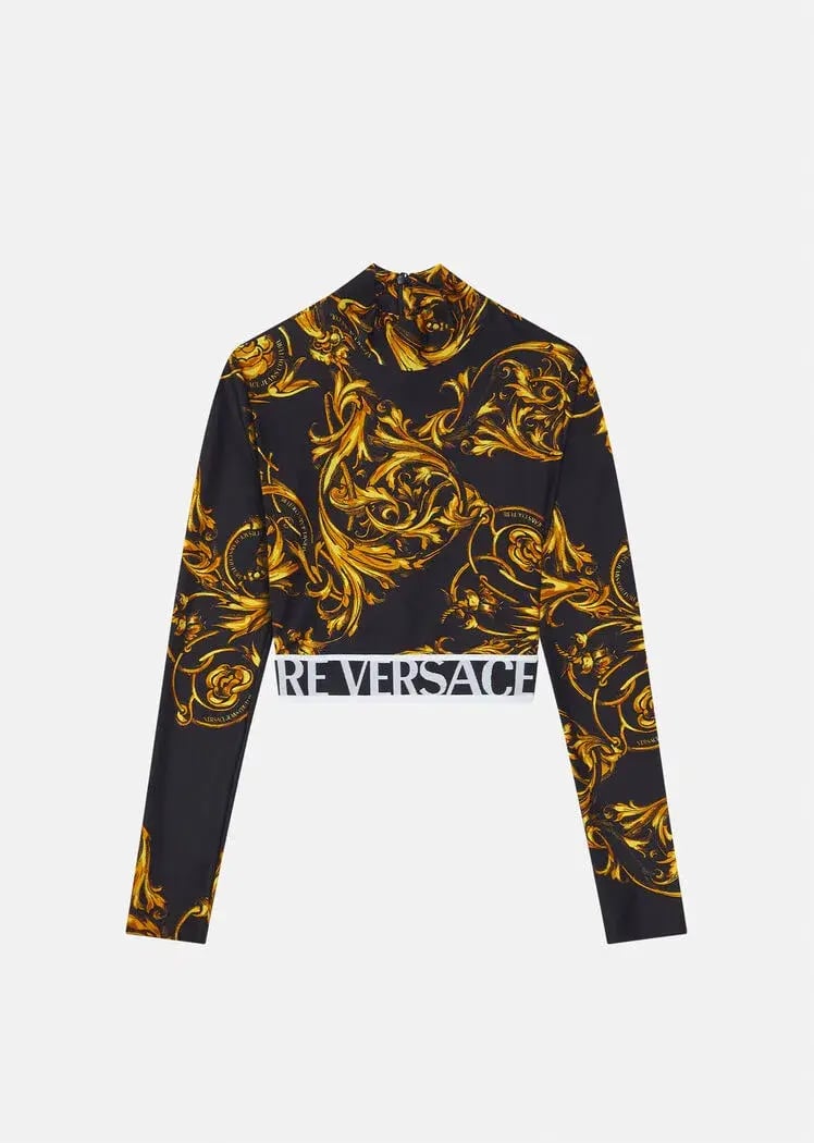 Versace Garland Crop Top and Leggings Set Black/Print Size 8 photo 7