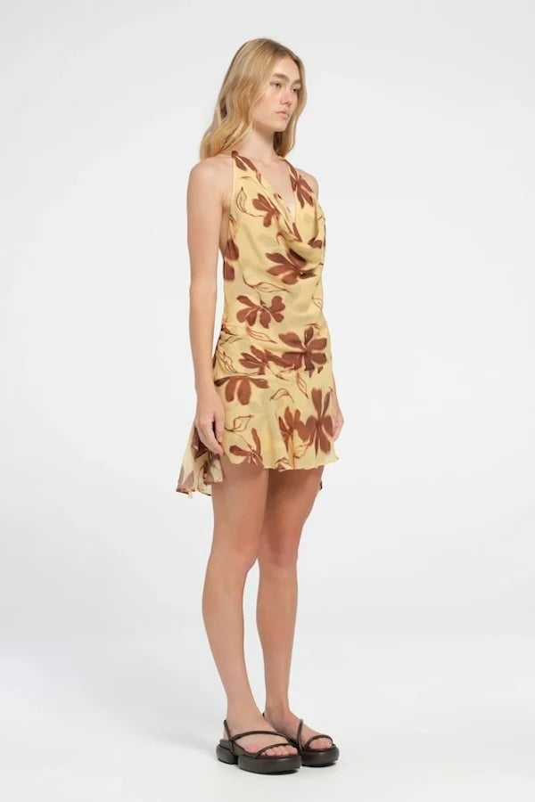 BENNI HARLOW HALTER MINI DRESS - BUTTER FLORAL photo 5