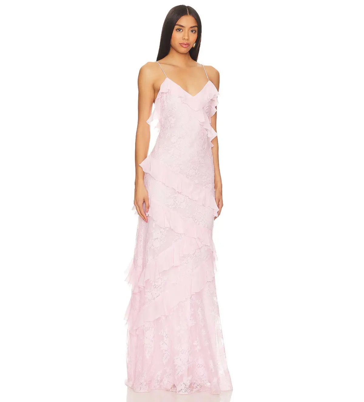 LoveShackFancy Rialto Floral Chiffon Maxi Dress Rose Latte Size AU 8 photo 2