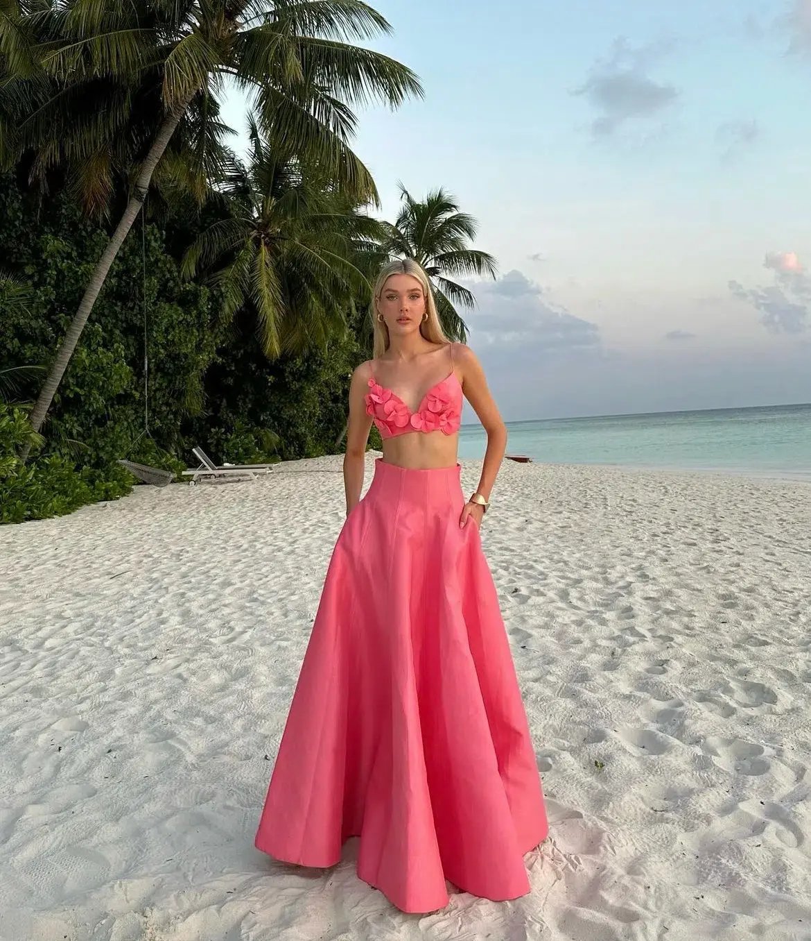 Acler Isla Top and Maxi Skirt Set Pink Rose Size 10 photo 4